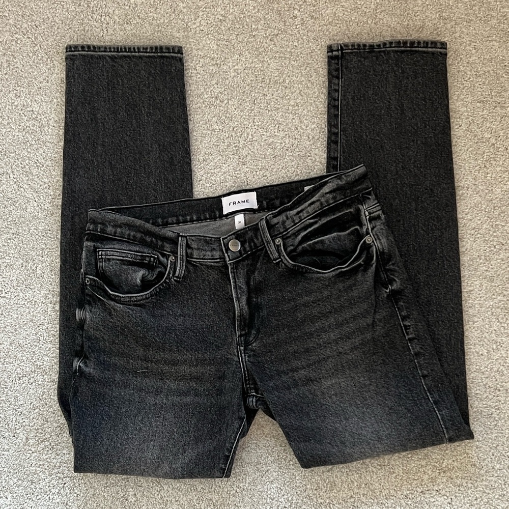 Frame Denim Men's Black Washed Jeans - Picture 3 of 6